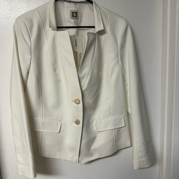 NWT Anne Klein Ivory Jacket w gold Lion Head buttons Size L - Picture 2 of 8